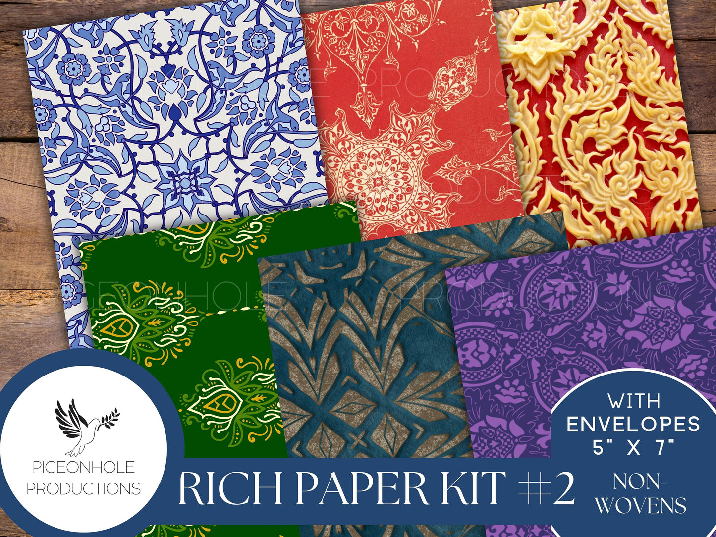 Rich Paper Kit 2 Nonwoven—PRINTABLE—Includes 5" x 7" envelopes & bonus 5-Tuck Circle Pocket Template with Instructions
