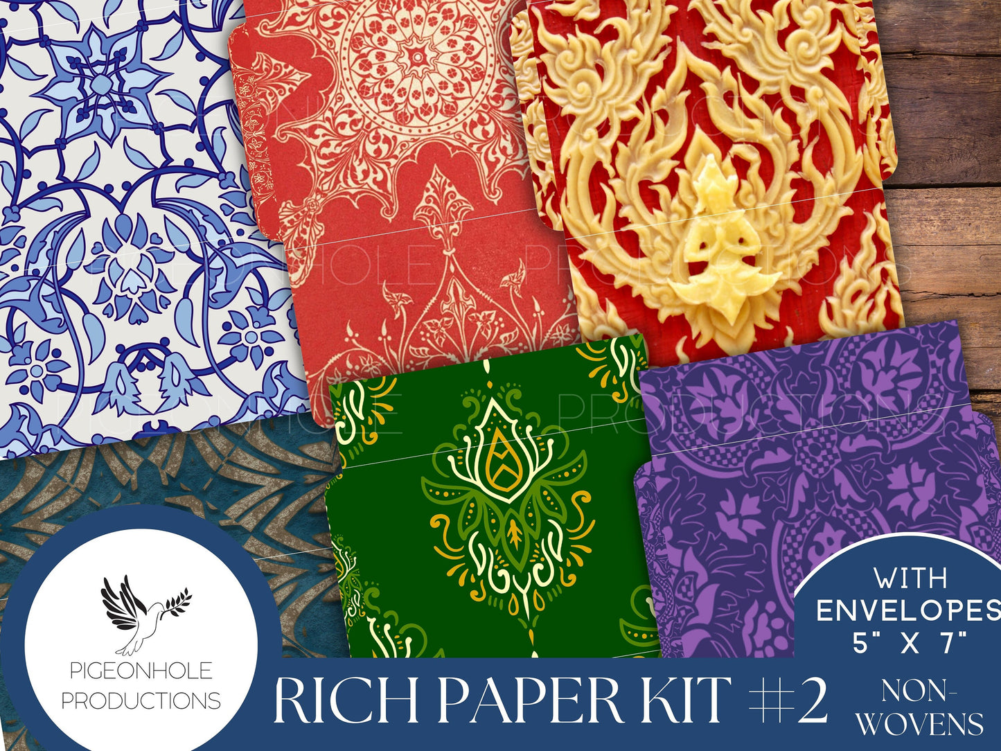 Rich Paper Kit 2 Nonwoven—PRINTABLE—Includes 5" x 7" envelopes & bonus 5-Tuck Circle Pocket Template with Instructions