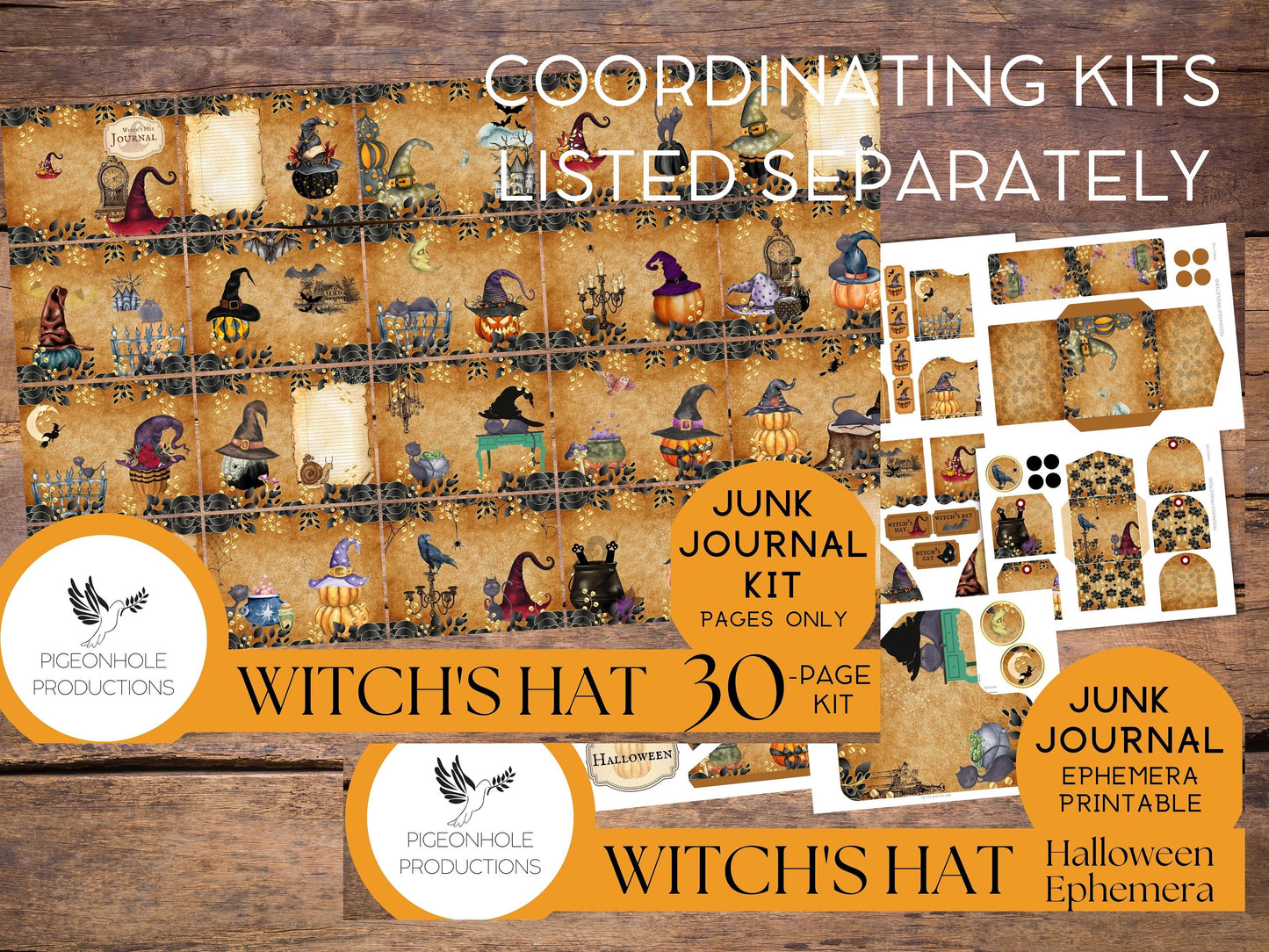 Witch's Hat Halloween FUSSY CUTS—PRINTABLE—80+ witch hats, cats, bats, owls, haunted mansions, ravens, spiders, pumpkins—for you to cut out