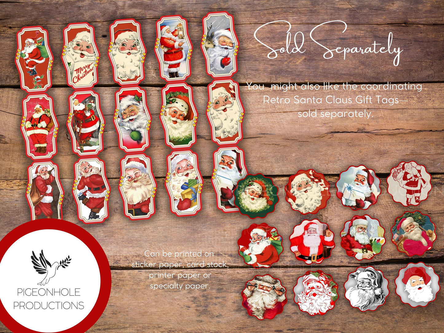 Retro Christmas Junk Journal Paper & Envelopes MIX 2—PRINTABLE—6 sheets with coordinating envelopes—for journal making and paper crafting