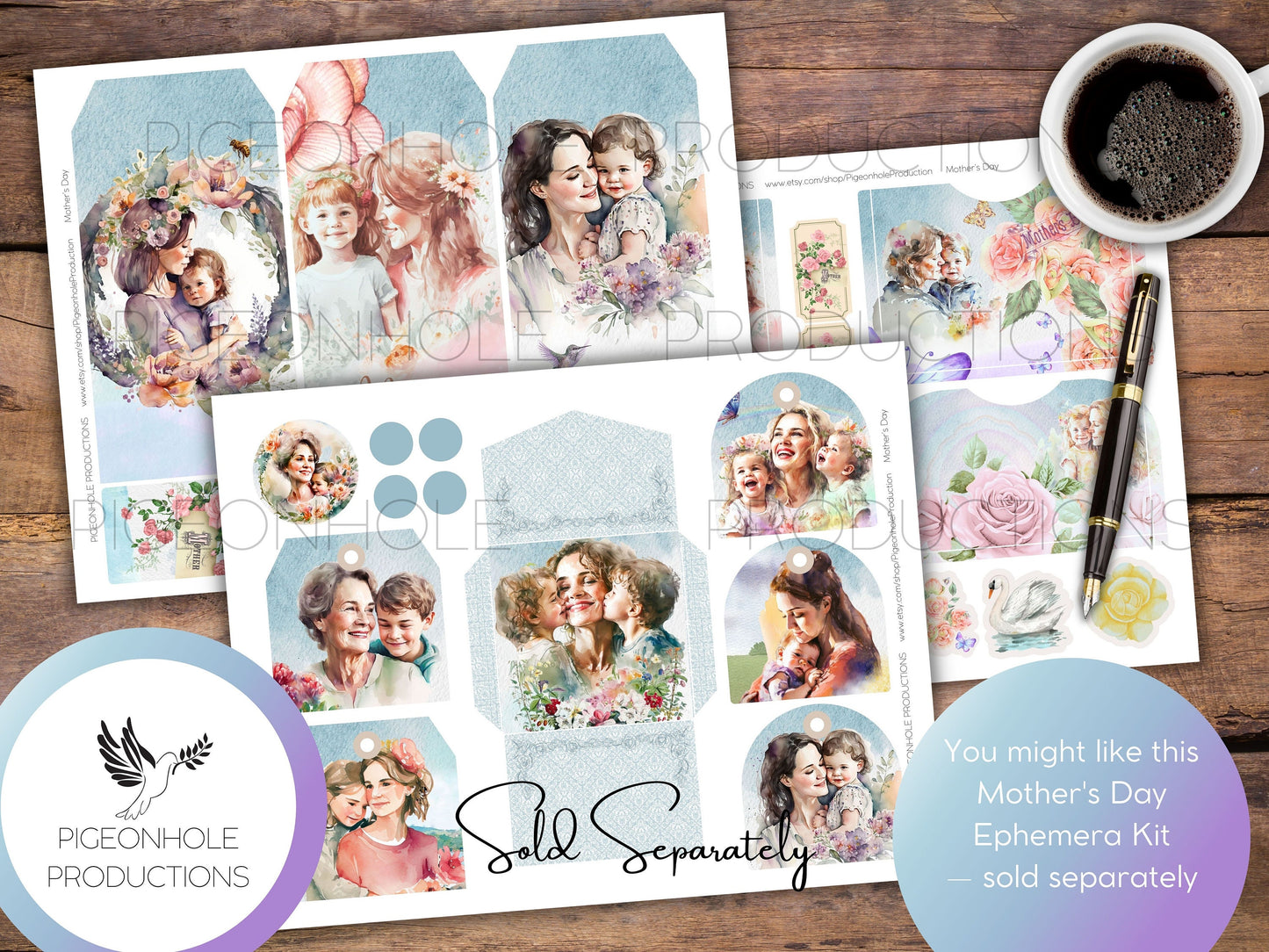 Mother's Day Junk Journal Pages—PRINTABLE—lovely collage sheets and happy poems—28 decorative/background/backing/lined journal sheets