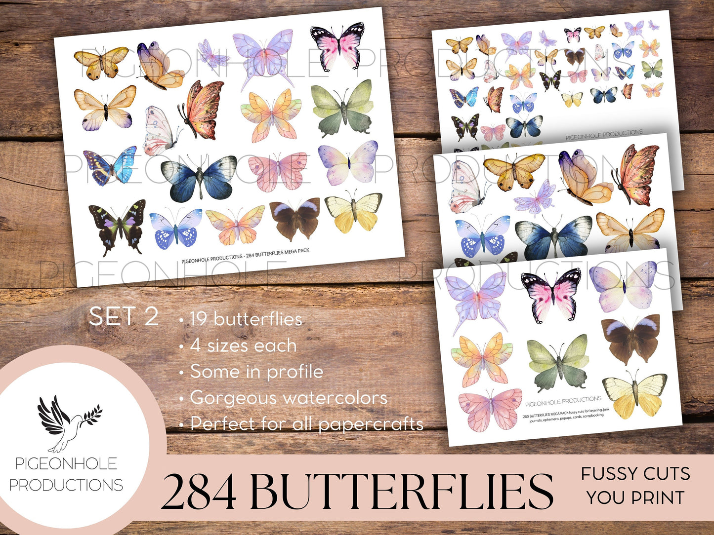 284 Butterfly Mega Pack Fussy Cuts, PRINTABLE junk journals scrapbooking papercrafts cardmaking tags ephemera, Popup Template & Instructions