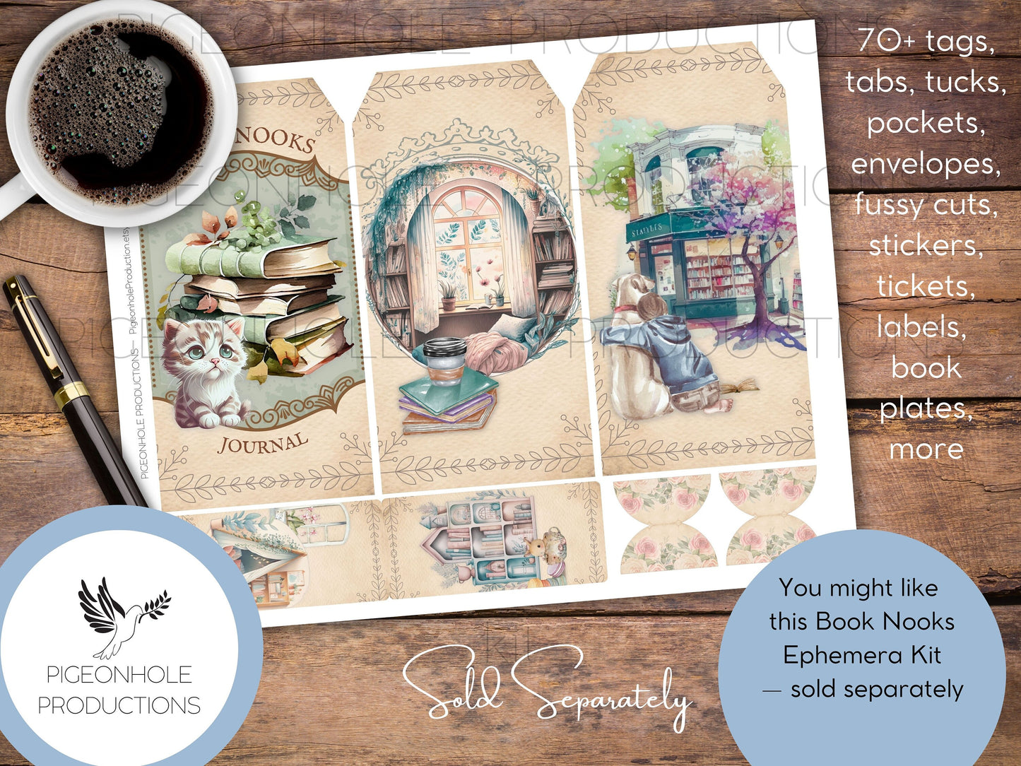 Book Lover Faux Postage Stamps—PRINTABLE—Use in junk journals, planners, scrapbooking, collage, or print on sticker paper for stickers