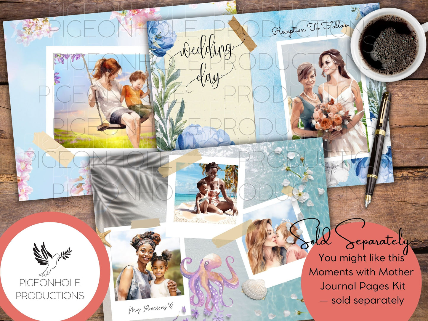 Moments With Mother Junk Journal EPHEMERA, PRINTABLE, 70+ tags, tucks, pockets, envelopes, fussy cuts, stickers, tickets, labels, more!