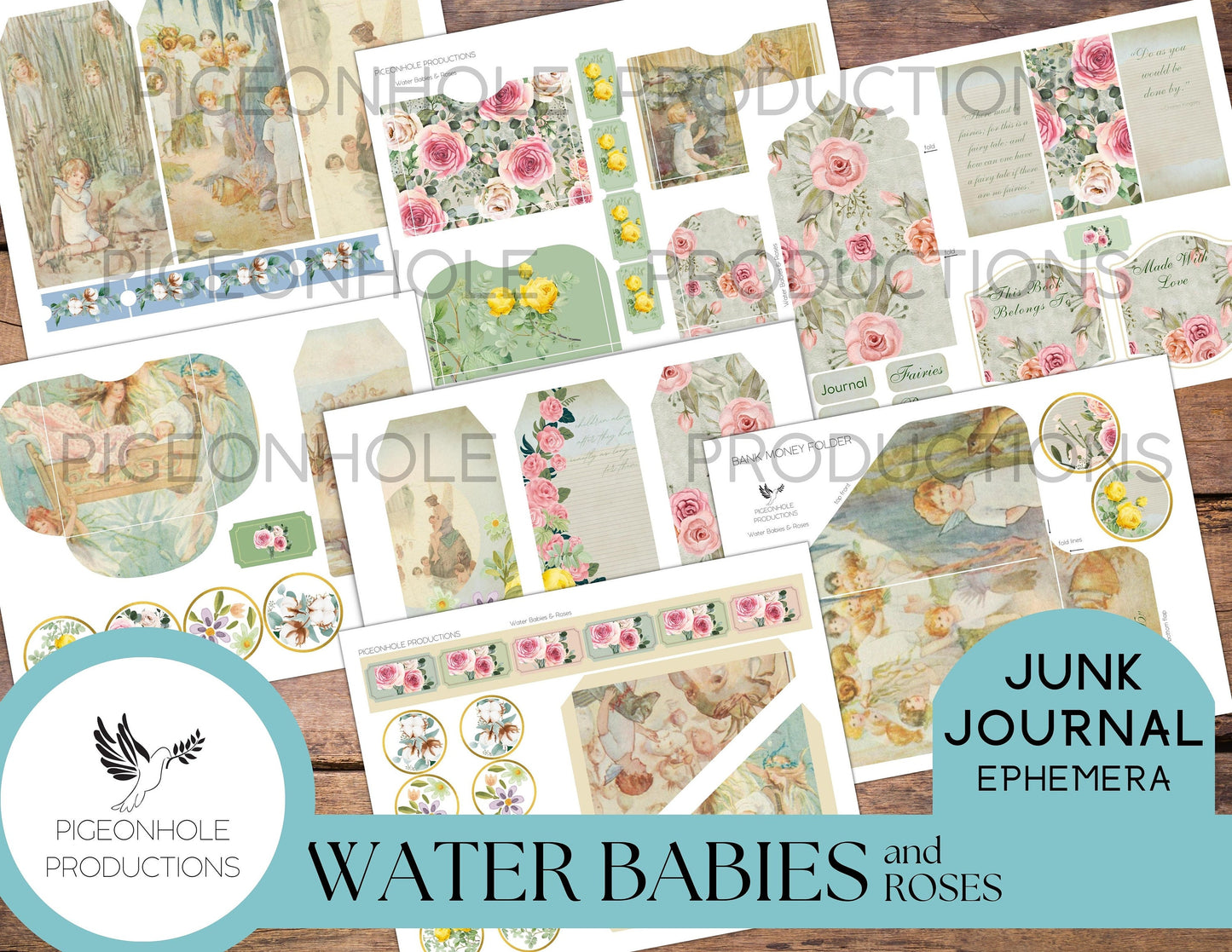 Magical Fairies Junk Journal Ephemera BUNDLE, includes 5 kits of tags, tucks, pockets, labels, fussy cuts, envelopes, papers, more!