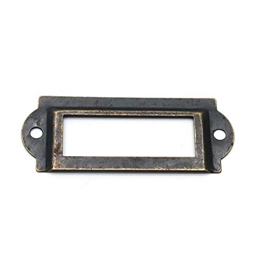 Rannb Label Frames Vintage Bronze Tone File Drawer Label Tag Name Card Holders - Pack of 100