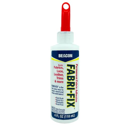 BEACON Fabri-Fix Bonding Solution - Fast Grab & Quick Dry for Fabric, Leather & More - No Heat, No Mess & Burn-Free, 4-Ounce