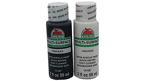 Apple Barrel Satin Acrylic Multi-Surface Paint Set - Black and White (2 Ounces Each)