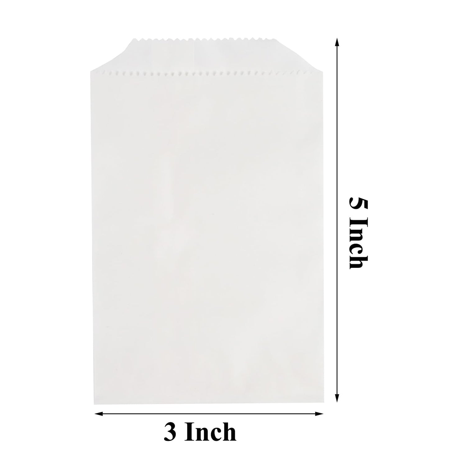 FOCCIUP100-Pack 4x6 Inches White Kraft Paper treat Bags Flat favor bag for Party Small Gift bag