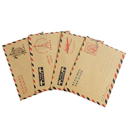 Airmail Style Kraft Paper Envelopes, 6.4 x 4.3 Inch, Pack of 40