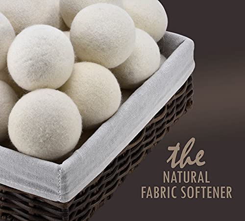 Wool Dryer Balls - XL Natural Fabric Softener, Reusable, Reduces Clothing Wrinkles and Saves Drying Time. The Large Dryer Ball is a Better Alternative to Plastic Balls and Liquid Softener. (Pack of 6)