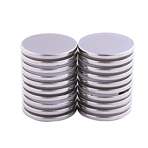 Super Strong Neodymium Disc Magnets, Powerful N52 Rare Earth Magnets for Fridge, DIY, Building, Scientific, Craft, and Office Magnets- 1.26 inch x 1/8 inch (20)