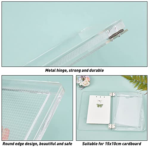 PH PandaHall Stamp Platform Tool 5.9x7.7" Acrylic Stamp Block Positioning Stamping with Grid Lines for Accurate Craft Stamping Card Making Journals Scrapbooking