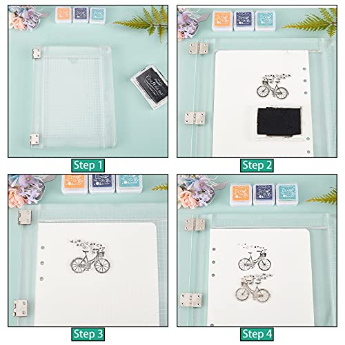 PH PandaHall Stamp Platform Tool 5.9x7.7" Acrylic Stamp Block Positioning Stamping with Grid Lines for Accurate Craft Stamping Card Making Journals Scrapbooking