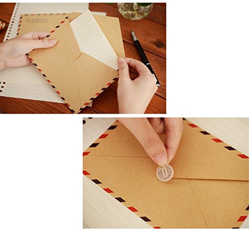 Airmail Style Kraft Paper Envelopes, 6.4 x 4.3 Inch, Pack of 40