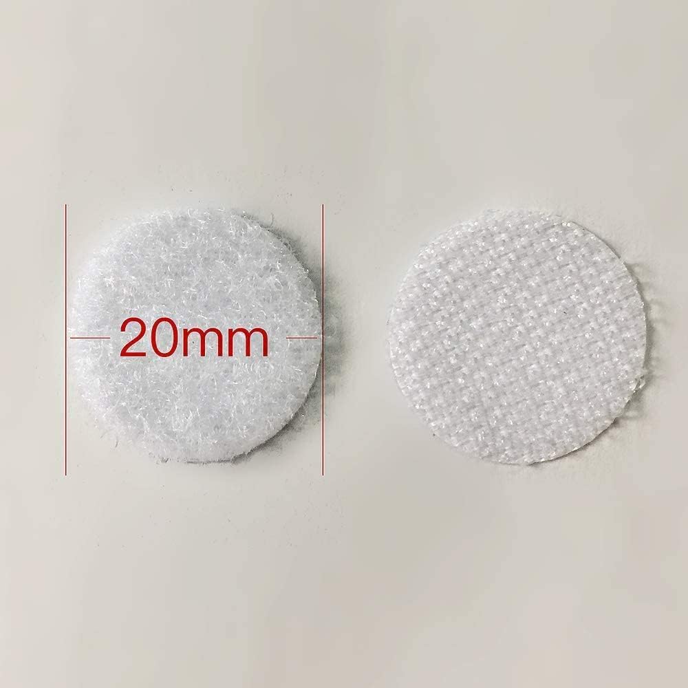 Vkey (500 Pair Sets) 3/4inch 20mm Diameter Sticky Back Coins Hook & Loop Self Adhesive Dots Tapes (White)