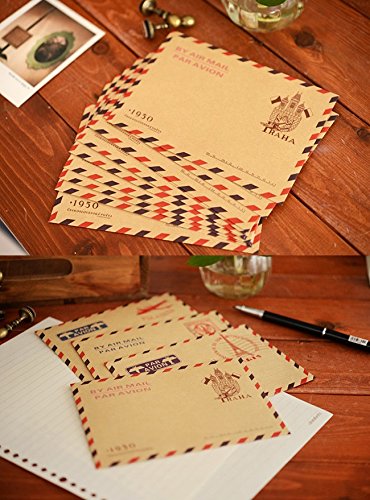 Airmail Style Kraft Paper Envelopes, 6.4 x 4.3 Inch, Pack of 40