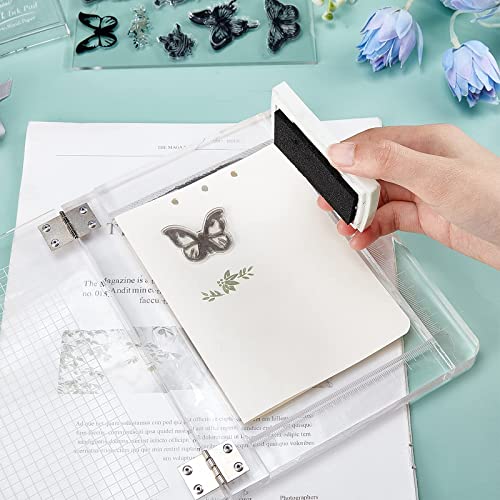 PH PandaHall Stamp Platform Tool 5.9x7.7" Acrylic Stamp Block Positioning Stamping with Grid Lines for Accurate Craft Stamping Card Making Journals Scrapbooking