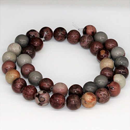 Lynxus 2mm Large Hole Picture Jasper Gemstone Loose Beads 12mm 32 Beads Per 15.5" Strand