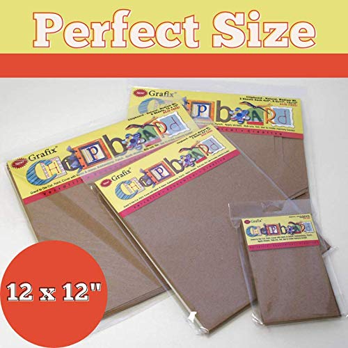 Grafix Medium Weight Acid-Free 0.057” Chipboard Sheets, Create Three-Dimensional Embellishments for Cards, Papercrafts, Mixed Media, Home Décor, and More, 12 x 12, Natural, 25 Count