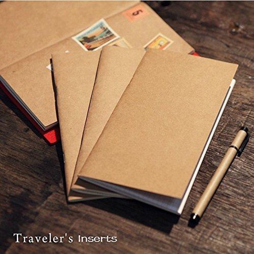 Refill Inserts for Traveler's Notebook Personal Size, Set with 4 Notebooks- Blank/Lined/Square Grid/Dot Grid Paper(3.7 x 6.5 Inch)