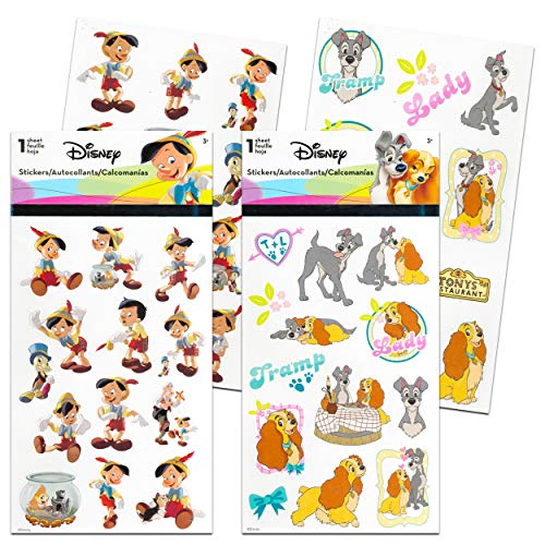 Classic Disney Stickers Party Favors Mega Assortment ~ Bundle Includes 16 Disney Sticker Sheets Featuring Bambi, 101 Dalmatians, Lion King, Jungle Book, Pinocchio, and More (Over 200 Stickers!)