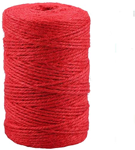 KINGLAKE 328 Feet Natural Jute Twine Best Arts Crafts Gift Twine Christmas Twine Durable Packing String,Red