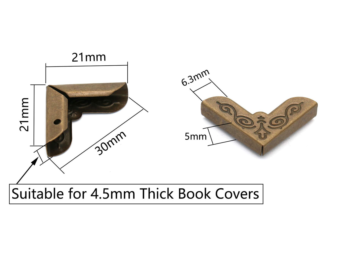 Anmeilexst 32 Pcs Bronze Metal Book Corner, Albums, Books, Notebooks, Scrapbooks, Folders, Etc, Corner Protector.