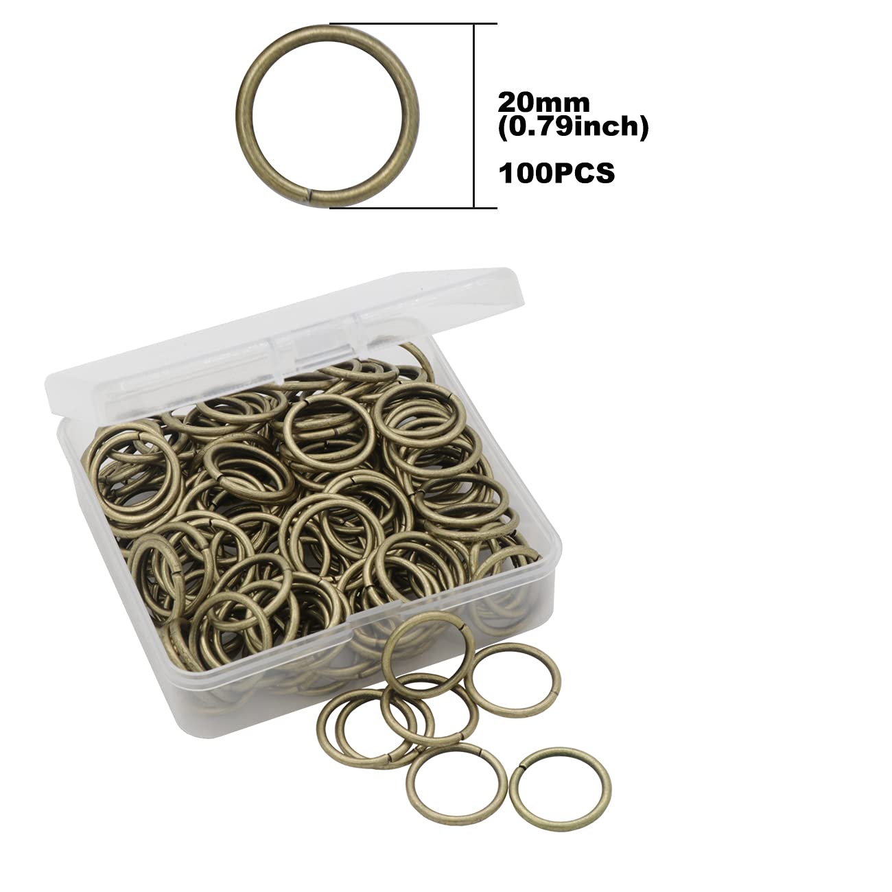 Auvoau 100Pcs Open Jump Rings 20mm Bronze Jewelry Connectors for Jewelry Findings Making Supplies,Bracelets,Keychain,Necklace,Anklets,Arts and Crafts (Bronze)