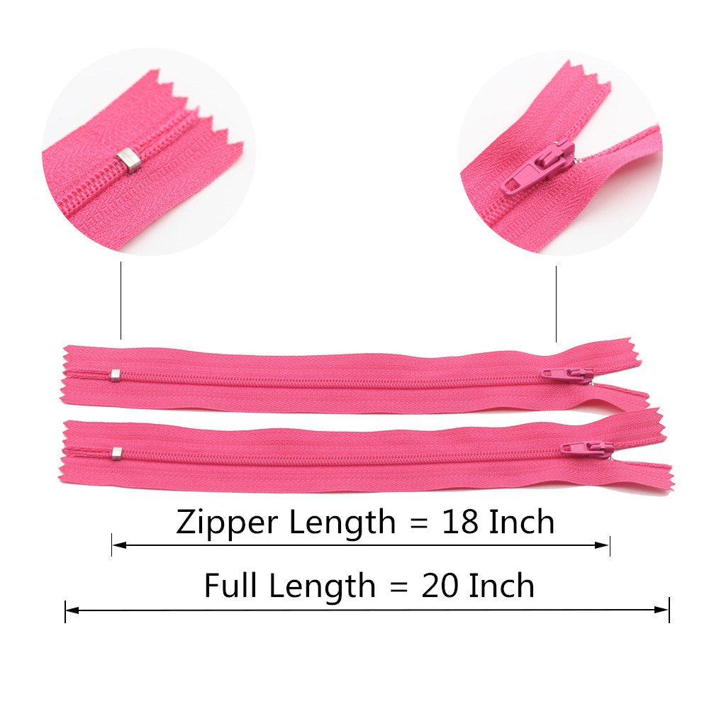 YaHoGa 60pcs 18 Inch (45cm) Nylon Coil Zippers for Sewing Crafts Tailor Nylon Zippers Bulk 20 Colors (18" 60pcs)