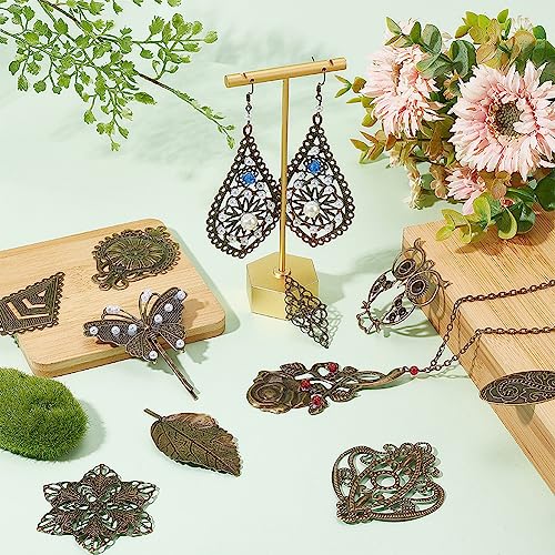 PH PandaHall 120pcs Filigree Metal Embellishments 19 Style Filigree Connectors Charms Antique Bronze Flower Animal Pendants for Steampunk Mixed Media Art Hairpin Headwear Necklace Jewelry Making