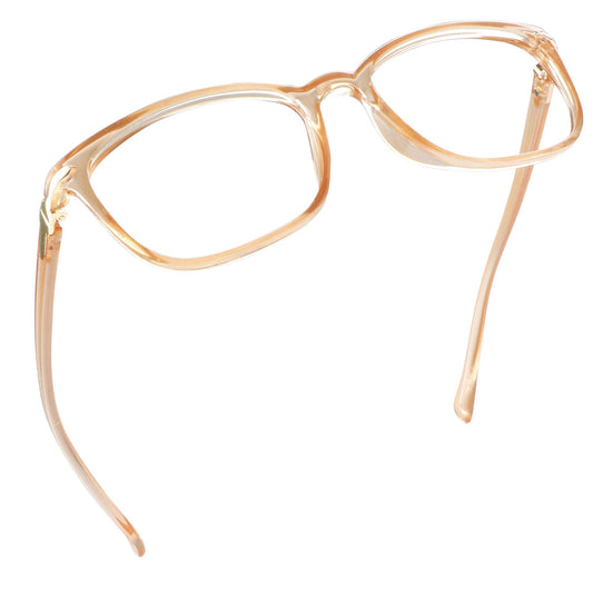 LifeArt Blue Light Blocking Glasses, Anti Eyestrain, Computer Reading Glasses, Gaming Glasses, TV Glasses for Women Men, Anti Glare (Champagne, No Magnification)
