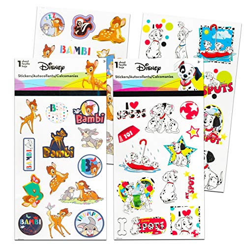 Classic Disney Stickers Party Favors Mega Assortment ~ Bundle Includes 16 Disney Sticker Sheets Featuring Bambi, 101 Dalmatians, Lion King, Jungle Book, Pinocchio, and More (Over 200 Stickers!)