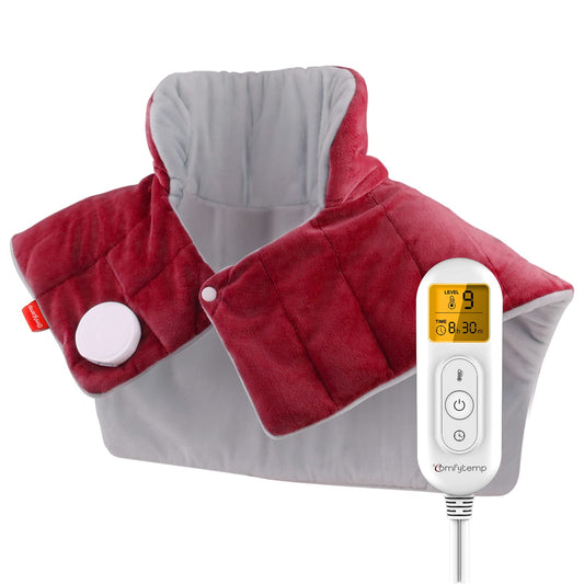 Heating Pad for Neck and Shoulders and Back Pain Relief, Comfytemp Fathers Day Dad Gifts, FSA HSA Eligible Weighted Electric Heat Pad, 2.6lb Large Heated Wrap, Women Men Mom Dad Birthday Gifts, Red