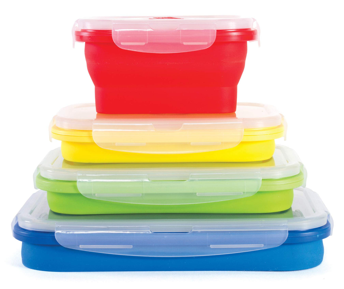 Kitchen Home Thin Bins Collapsible Containers – Set of 4 Rectangle Silicone Food Storage Containers – BPA Free, Microwave, Dishwasher and Freezer Safe