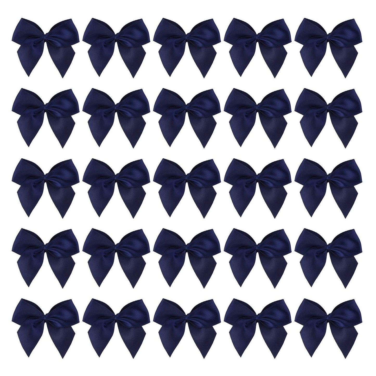 7Rainbows 50pcs 5/8" Boutique Mini Navy Blue Satin Ribbon Bows Flowers Appliques DIY Craft for Sewing Scrapbooking Wedding and Gift