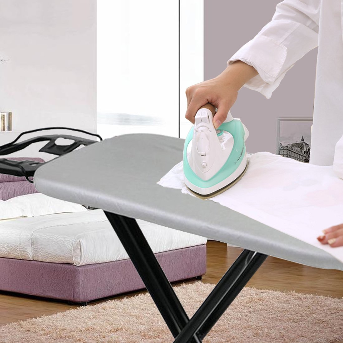 CBROSEY Ironing Board Cover and Pad Silicone Coated Ironing Board Cover Resists Scorching and Staining with Elasticized Edges Fits Standard - 15"x54"