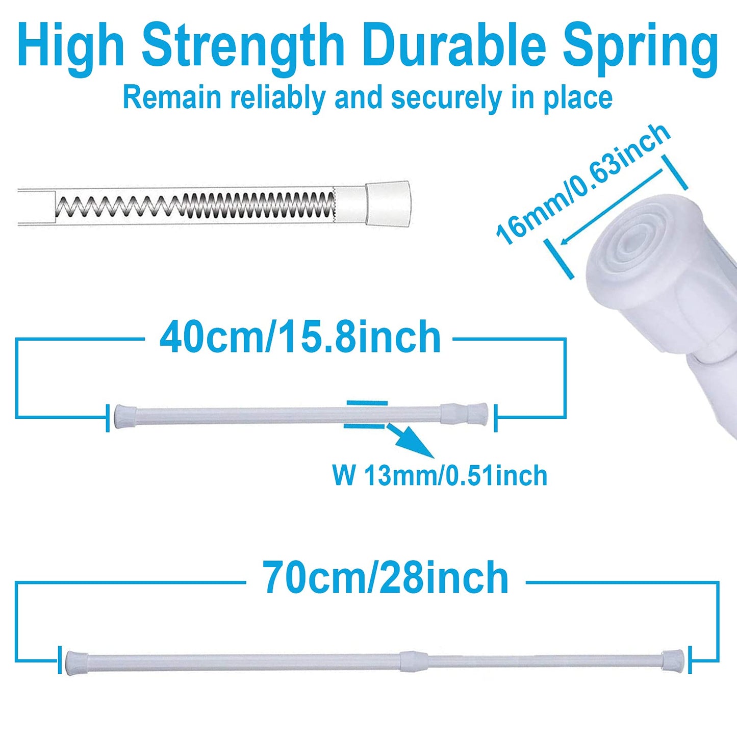 10PCS Spring Curtain Rods 28 to 48 inch Shower Tension Rod White Spring Curtain Rod Adjustable Curtain rod Expandable Curtain Rod Pressure Curtain Rod Spring Loaded Curtain Rods Bars Tensions Rod