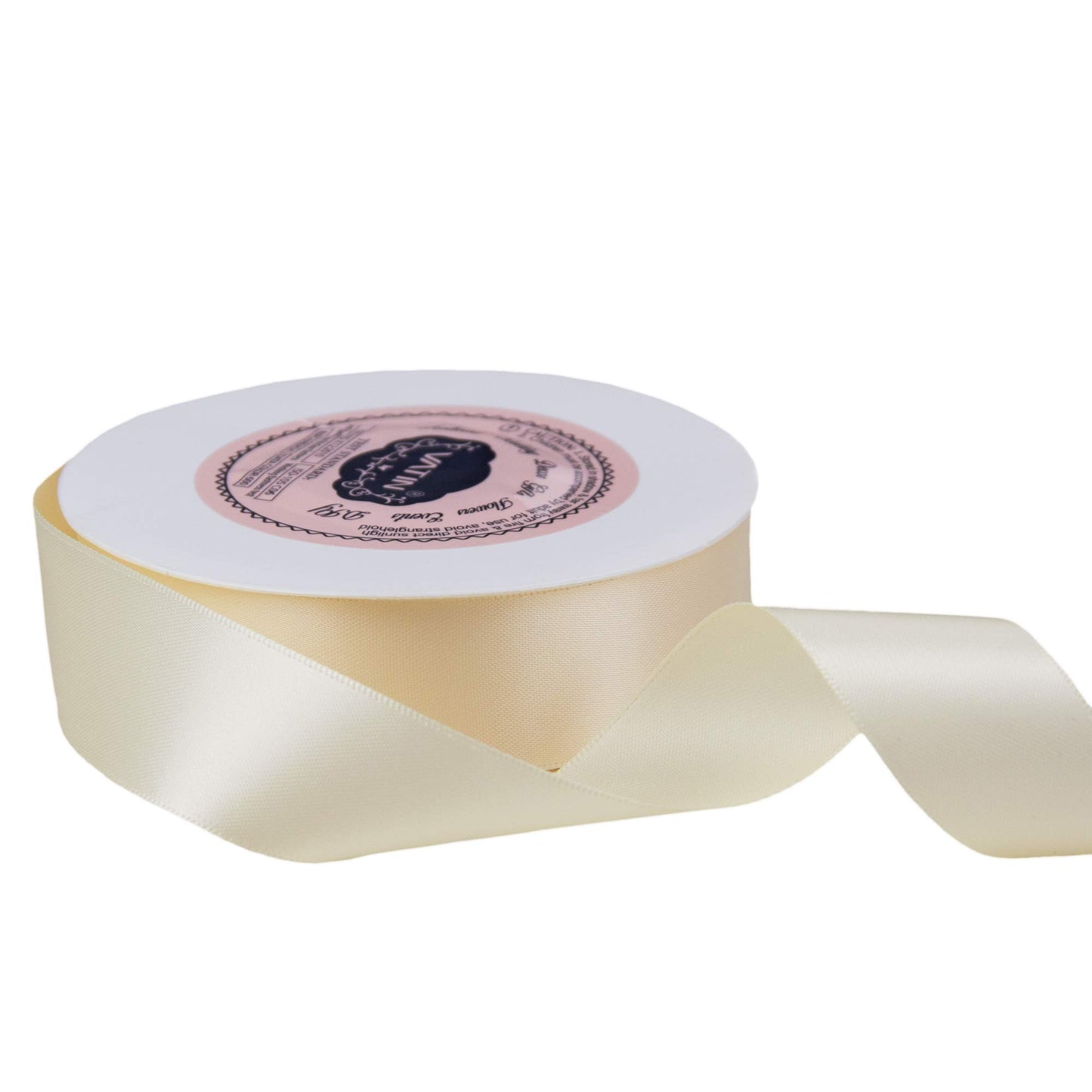 VATIN 1 inch Double Faced Polyester Satin Ribbon Deep Cream -Continuous 25 Yard Spool, Perfect for Wedding, Wreath, Baby Shower,Packing and Other Projects.