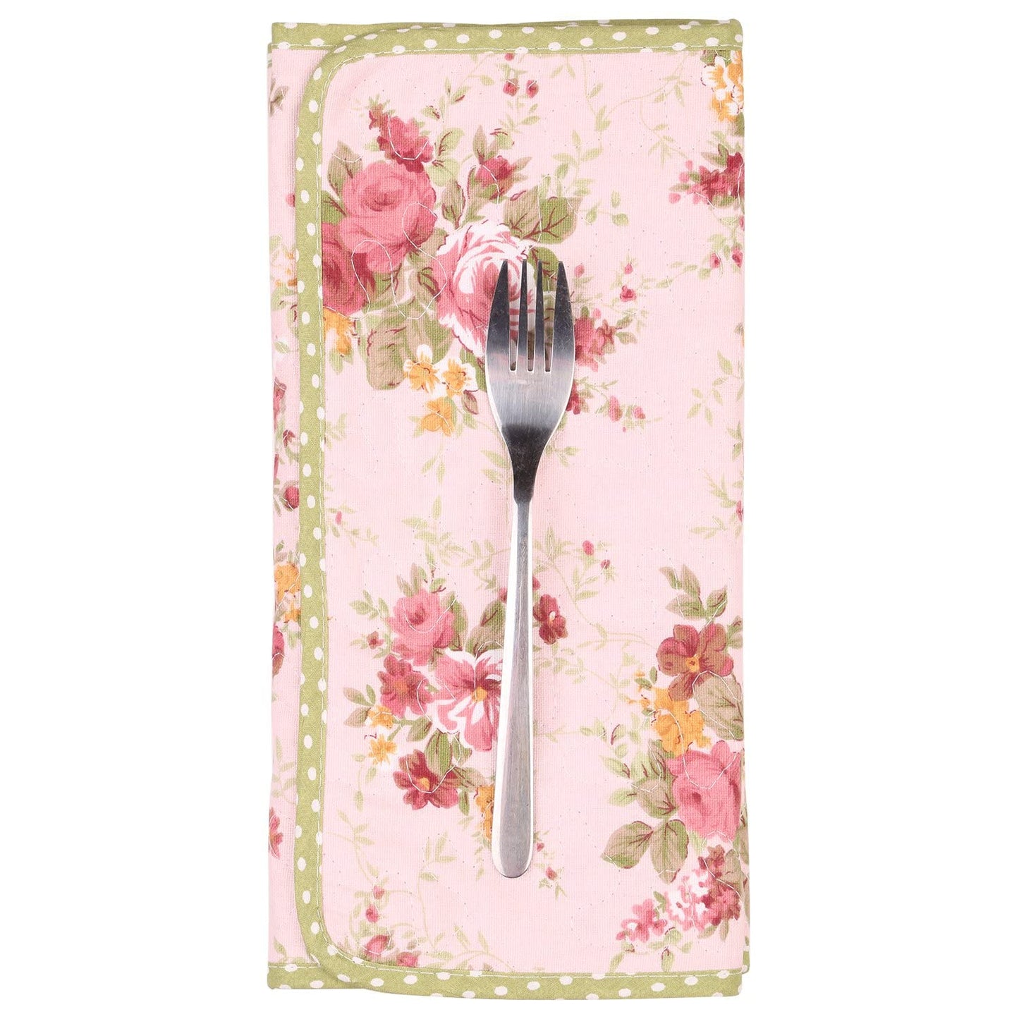 NEOVIVA Quilted Placemats for Dining Room, Cotton Kitchen Table Place Mats Set of 4, Floral Quartz Pink