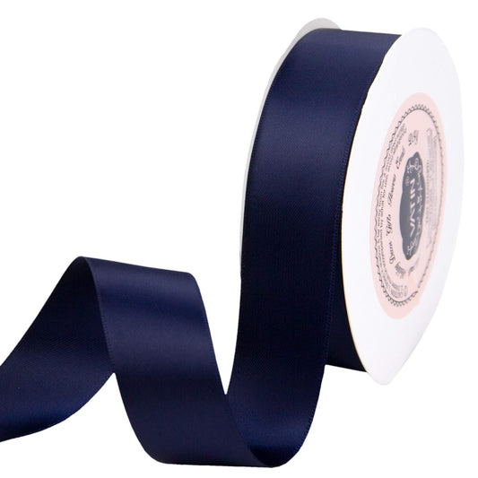 VATIN 1 inch Double Faced Polyester Satin Ribbon Deep Navy -Continuous 25 Yard Spool, Perfect for Wedding, Wreath, Baby Shower,Packing and Other Projects.