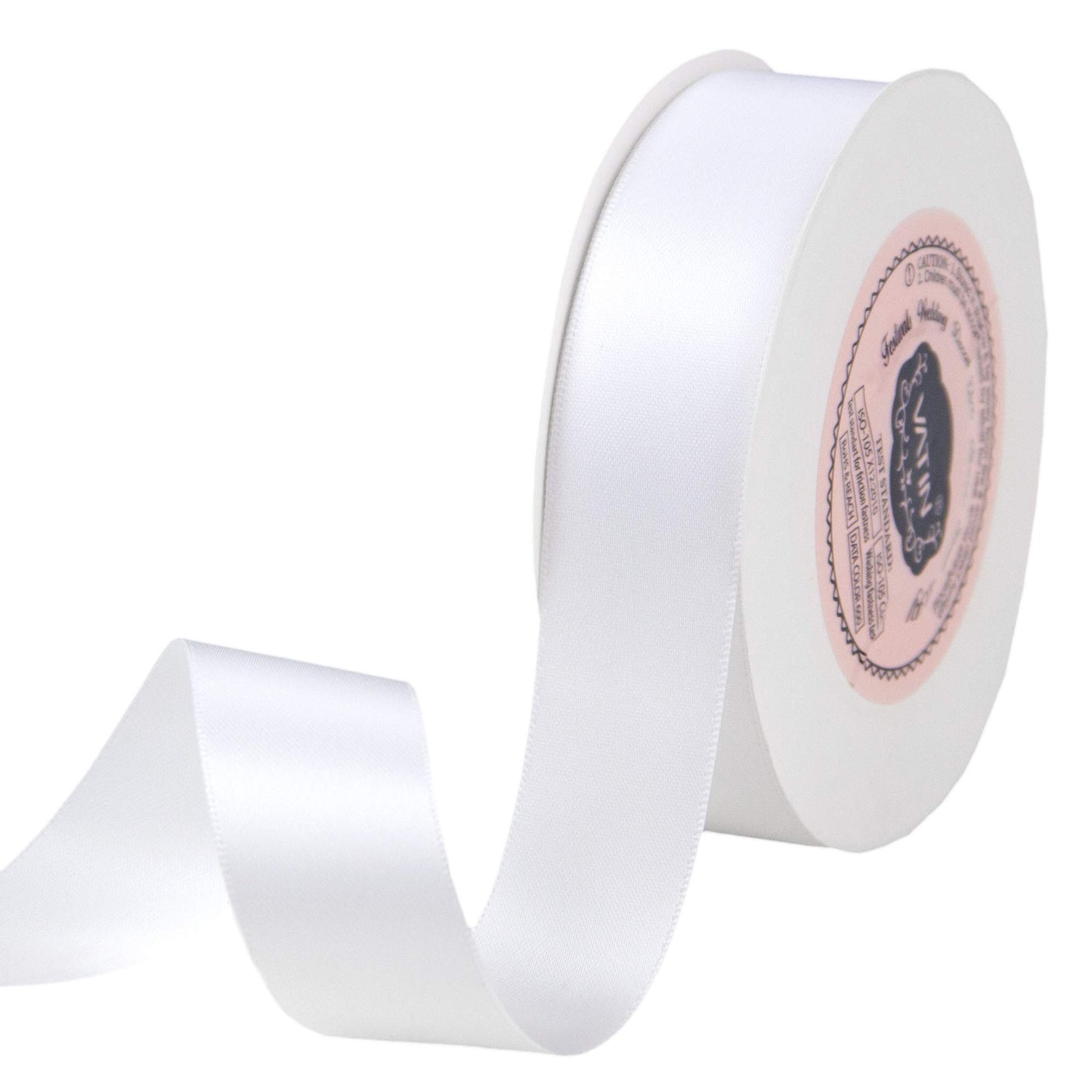 VATIN 1 inch Double Faced Polyester Satin Ribbon White -Continuous 25 Yard Spool, Perfect for Wedding, Wreath, Baby Shower,Packing and Other Projects.