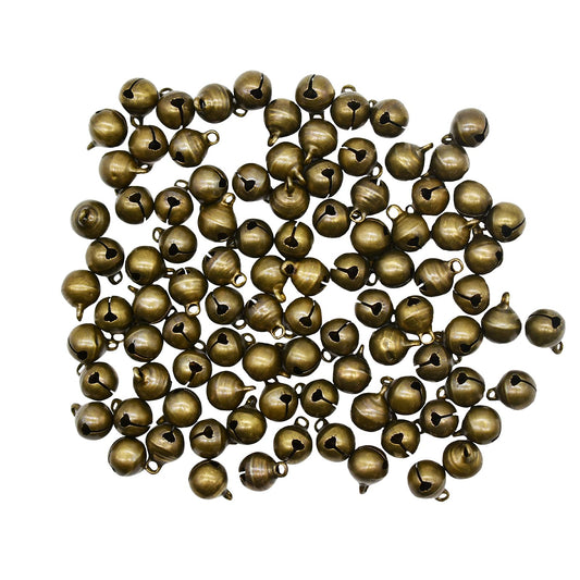 Maydahui 100PCS Small Jingle Bell 1/2 inches Vintage Bronze Mini 10mm Alloy Beads DIY for Jewelry Findings Sewing Wedding Doors Crafts