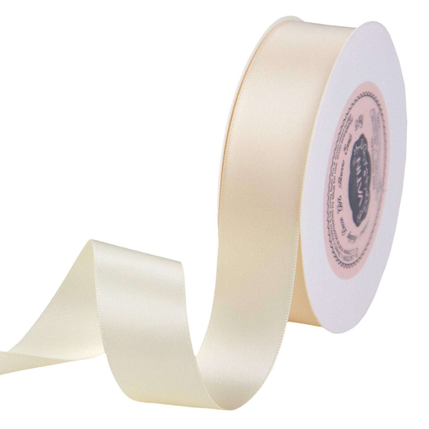 VATIN 1 inch Double Faced Polyester Satin Ribbon Deep Cream -Continuous 25 Yard Spool, Perfect for Wedding, Wreath, Baby Shower,Packing and Other Projects.