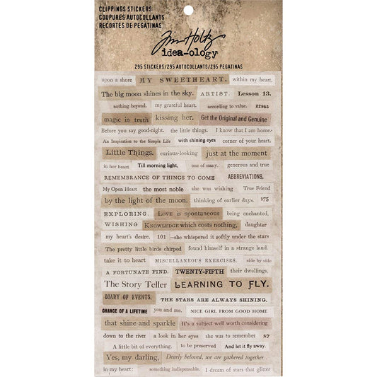 Clippings Stickers by Tim Holtz Idea-ology, 0.33 Inches Tall, 295 Word Stickers on Four Sheets (TH93583)