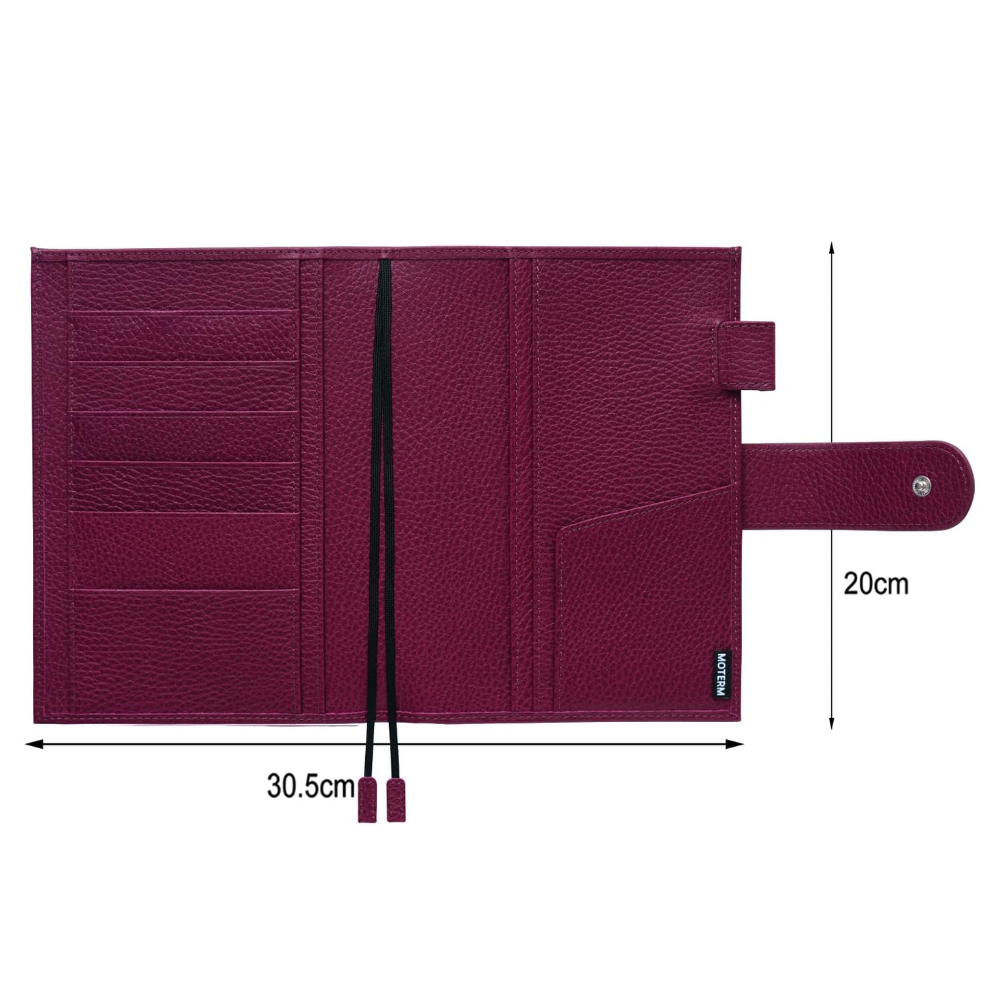 Moterm Leather Cover for Stalogy B6 - with Back Pocket, Pen Loop and Card Slots (Firm Pebbled-Beetroot, B6+)