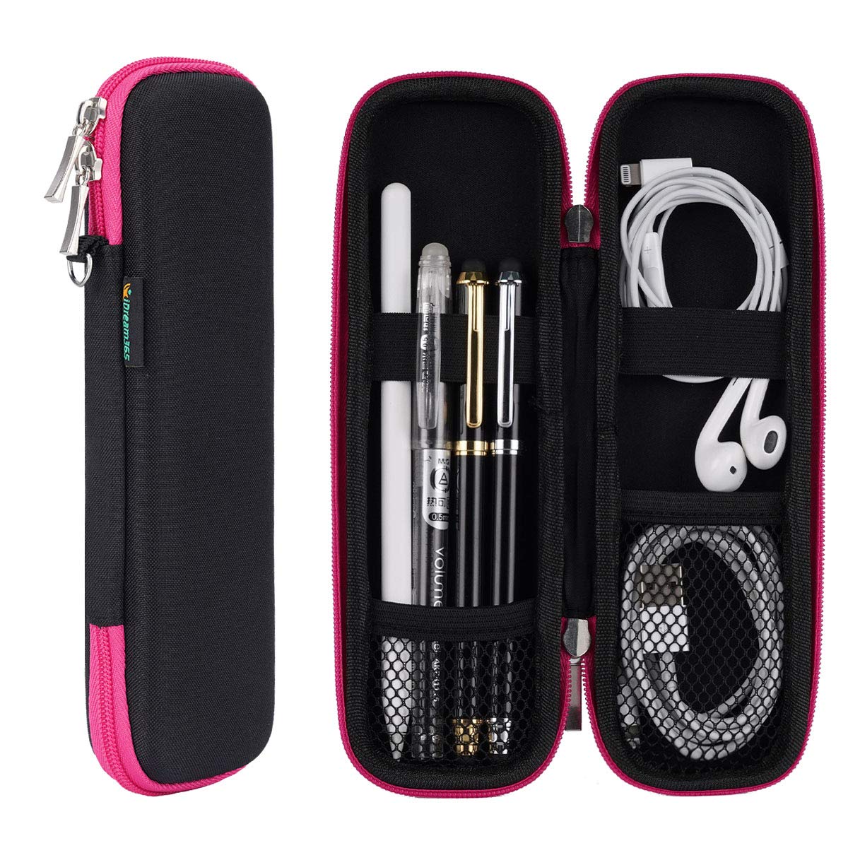 iDream365 Apple Pencil Case Holder-Hard Shell Apple Pencil Holder-Slim Pencil Case for Apple Pencil,Fountain Pen,Ballpoint Pen,Stylus Pen-Black/Hot Pink