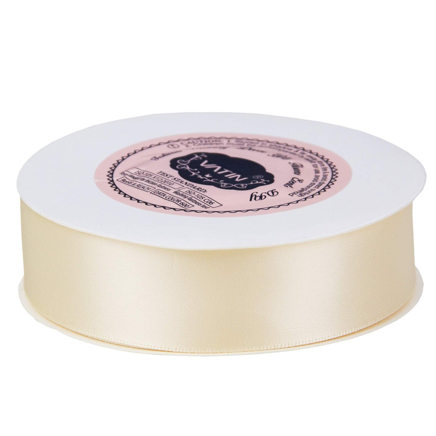 VATIN 1 inch Double Faced Polyester Satin Ribbon Deep Cream -Continuous 25 Yard Spool, Perfect for Wedding, Wreath, Baby Shower,Packing and Other Projects.