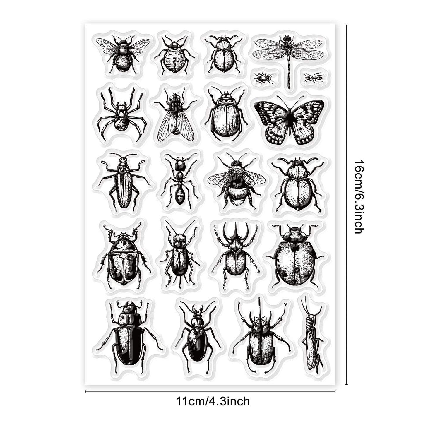 GLOBLELAND Insect Clear Stamps Silicone Clear Stamps Specimen Stamp Set for Paper Crafting Handmade Halloween Decoration DIY Scrapbook