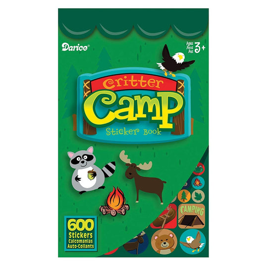 Darice Critter Camp Sticker Book for Kids - 600 Stickers for Camping Crafts, Party Favors